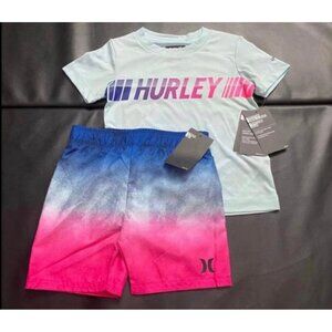 NWT Hurley Rash Guard & Board Shorts Swim Set Boys Size 2T